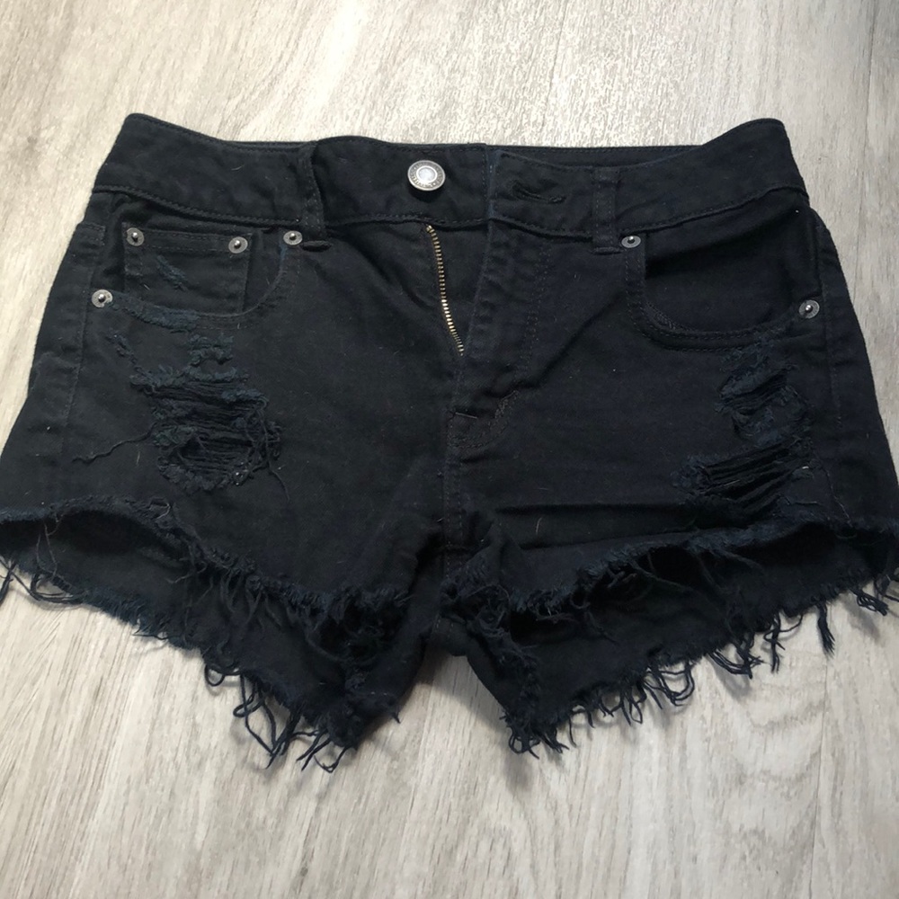American Eagle Black fringed shorts